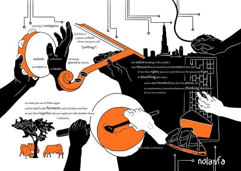 poem illustration: music and food