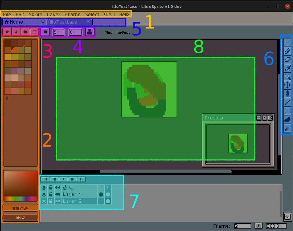 Interface Libresprite